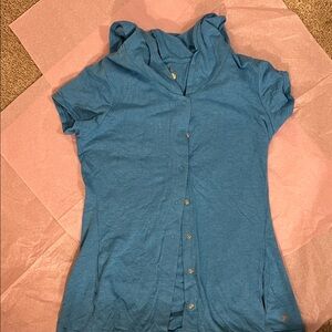 Fila Blue Hooded Shirt with Buttons